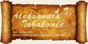 Aleksandra Tabaković vizit kartica